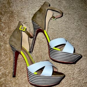 Beautiful lime high heel criss cross sandals with ankle straps! Never worn!